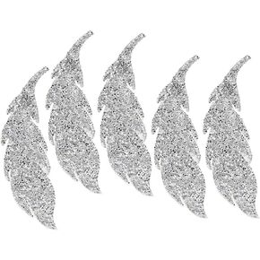 5pcs Rhinestones Patches Iron/Sew on Adhesive Clothes Patch Leaves Pattern DIY Sticker Decorative Adhesive Patch for Bag Clothes Pants Shoes Decoration