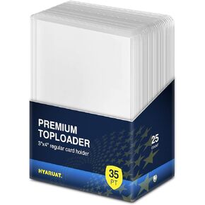 محمل علوي 75pt من HYARUAT للبطاقات، حامل سميك إضافي 3x4 مع طبقة واقية، واقيات بطاقات التحميل العلوي من البلاستيك الصلب، عدد 25