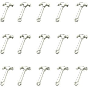 فيوااو 60 قطعة من تعليقات المطرقة الفضية العتيقة، دلايات ادوات لصنع المجوهرات والقلائد والاساور، مقاس M، معدن، بدون احجار كريمة, Medium, معدن, لا أحجار كريمة in Kuwait