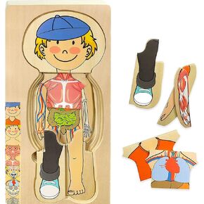 Kidzlane African American Boy Wooden My Body Puzzle for Toddlers & Kids - 29 Piece Girls Anatomy Puzzle Kid Play Set - Anatomy for Kids, Skeleton Toys for Kids Ages 3 Plus in Kuwait