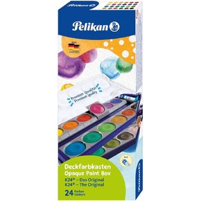 Pelikan Opaque Watercolor Paint Set, 24 Colors Plus Chinese White Tube (720862)