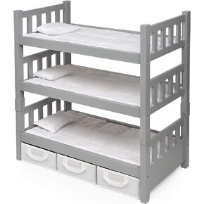Badger Basket Toy 1-2-3 Convertible Doll Bunk Bed with Storage Baskets and Personalization Kit for 20 inch Dolls - Gray in Saudi Arabia