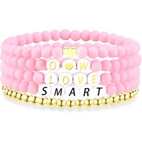 YANCHUN Preppy Bracelets for Girls Rainbow Clay Beads Bracelets Set Boho Surf Bracelets Stackable Stretch Bracelets for Women