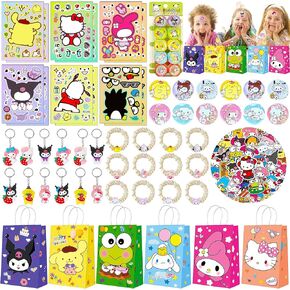 120 قطعة من هدايا حفلات عيد ميلاد كيتي من ليل، لوازم حفلات عيد ميلاد مرحبًا للأطفال، تتضمن ملصق وجه، سلاسل مفاتيح كاواي، بروش، طوابع، ربطات شعر وملصقات، هدايا عيد ميلاد، حقائب هدايا للفتيات in Kuwait