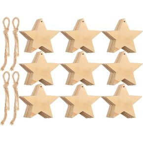 Tatuo 100 Pieces Christmas Wooden Star Ornaments Star Wooden Ornaments Cutouts for Crafts Hanging Ornaments with Ropes for Embellishments, Wedding, DIY, Craft, Festival in Kuwait