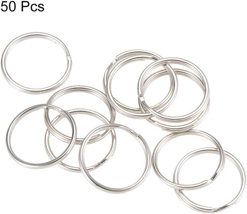 uxcell Split Key Ring 18mm Open Jump Connector for Lanyard Zipper Handbag, Nickel Plated Iron, Pack of 50 in Kuwait