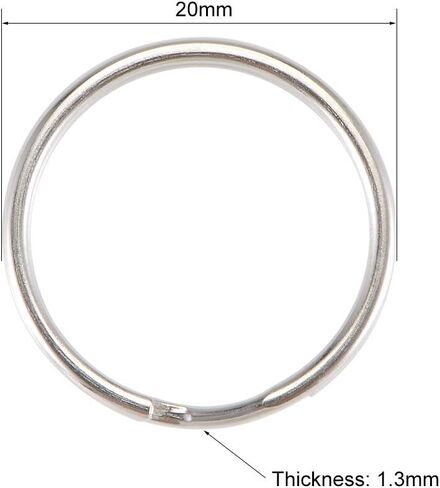 uxcell Split Key Ring 18mm Open Jump Connector for Lanyard Zipper Handbag, Nickel Plated Iron, Pack of 50 in Kuwait