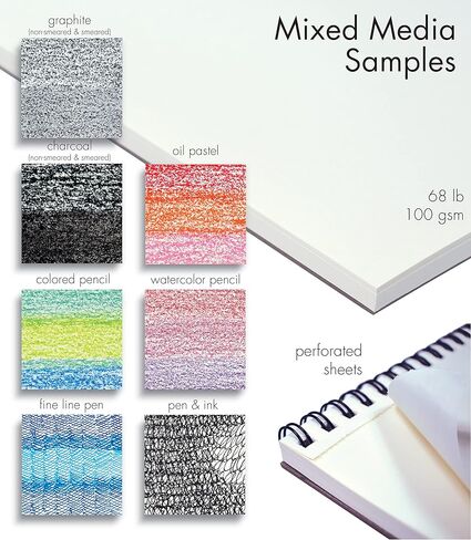 9" x 12" Sketch Paper Pad, 100 Sheets, 68 lb/100gsm Premium Paper, by Better Office Products, Spiral Bound Artist Sketch Book, Acid Free, Cold Press, Natural White in Saudi Arabia