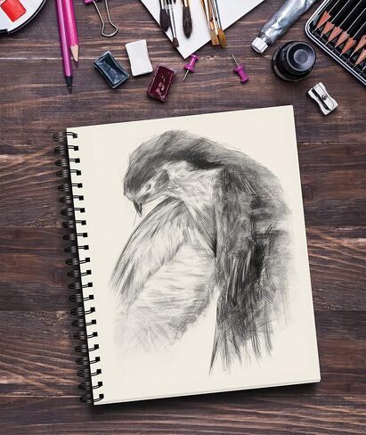 9" x 12" Sketch Paper Pad, 100 Sheets, 68 lb/100gsm Premium Paper, by Better Office Products, Spiral Bound Artist Sketch Book, Acid Free, Cold Press, Natural White in Saudi Arabia