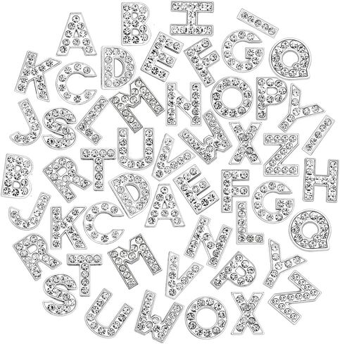 KKC HOME ACCENTS 52 Pcs Rhinestone Letter Sliders Charm Alphabet Letter A-Z Alphabet Charms for DIY Necklace Choker Wristbands Bracelets Jewelry Making Charms in Saudi Arabia