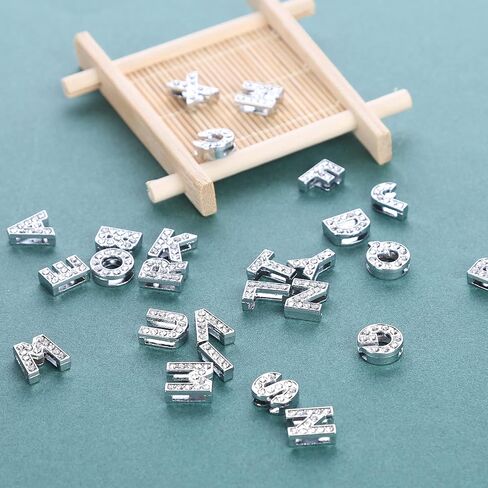 KKC HOME ACCENTS 52 Pcs Rhinestone Letter Sliders Charm Alphabet Letter A-Z Alphabet Charms for DIY Necklace Choker Wristbands Bracelets Jewelry Making Charms in Saudi Arabia