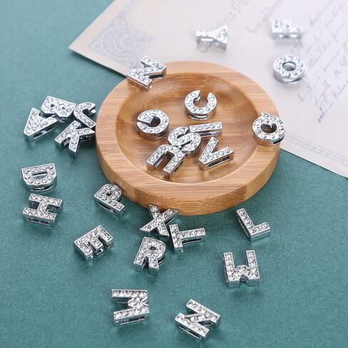 KKC HOME ACCENTS 52 Pcs Rhinestone Letter Sliders Charm Alphabet Letter A-Z Alphabet Charms for DIY Necklace Choker Wristbands Bracelets Jewelry Making Charms in Saudi Arabia