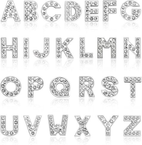 KKC HOME ACCENTS 52 Pcs Rhinestone Letter Sliders Charm Alphabet Letter A-Z Alphabet Charms for DIY Necklace Choker Wristbands Bracelets Jewelry Making Charms in Saudi Arabia