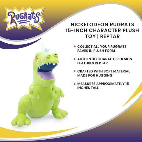 Nickelodeon Rugrats Reptar 15-Inch Character Plush Toy | Soft Cute Plushies and Big Stuffed Animals, Cartoon Gifts and Collectibles | Kids Room Decor, Bedroom Accessories in Saudi Arabia
