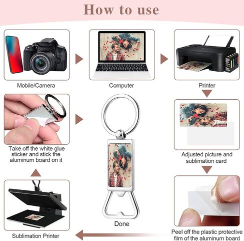 10 Piece Sublimation Keychain Blanks Products or Metal Sublimation Bottle Opener for Aluminum Heat transfers or DIY Personalized Sublimation Photos-Easy to Sublimate(Gift Box Packing) in Saudi Arabia