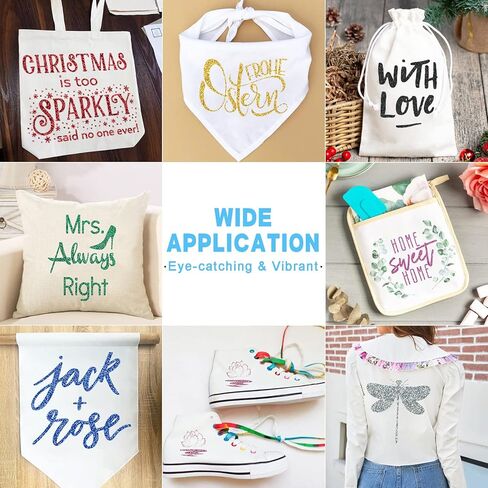 ليا فينيل ورق فينيل ناقل للحرارة اللامع من 8 قطع مقاس 12 انش × 10 انش لفيلم كريكوت وصورة ظلية كاميو لامعة على الفينيل للقماش والقبعة والقماش in Kuwait