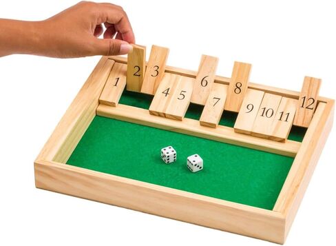 Regal Games Shut The Box Game - Fun Table Math Game with Wooden Board for Adults & Kids - 12 Spots Dice Game with 2+ Player Games - Ideal for Game Night, Travel - (Ages 8+) in Kuwait