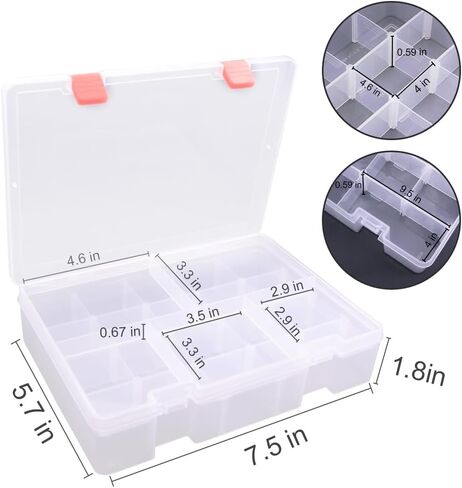 حاوية تنظيم بلاستيكية مكونة من 18 شبكة مع فواصل قابلة للتعديل، صندوق تخزين بلاستيكي مع 18 شبكة قابلة للازالة، مقصورات لتنظيم المجوهرات in Kuwait