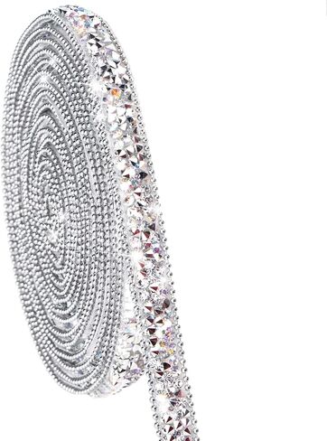 Ribbli Self Adhesive Resin Rhinestone Strips Diamond Ribbon,Rhinestone Sticker for Crafts,Champagne Bling Wrap Roll Use for Cake Decoration(Champagne,3/8 Inches x 3 Yards) in Kuwait