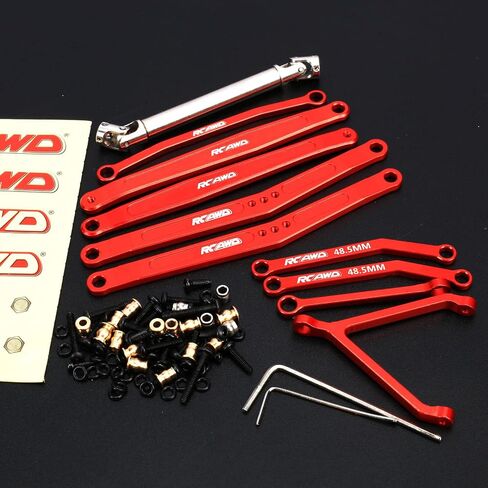 مجموعة ممتدة للمحور الخلفي من سبيكة RCAWD مع وصلة علوية/سفلية ممتدة 35 مم و70 مم + عمود محرك مركزي Cvd وما إلى ذلك لزواحف FMS Fcx24 1-24 (أحمر) in Saudi Arabia