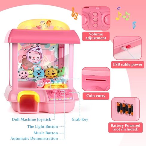 آلة مخلب سيريليم للأطفال، لعبة آلة مخلب بجهاز تحكم عن بعد 2.4 جيجا، لعبة آلة مخلب صغيرة لعبة داخلية مع نظام ذكي للموسيقى والإضاءة للحفلات، من أجل 3 4 5 6 فتيات in Kuwait