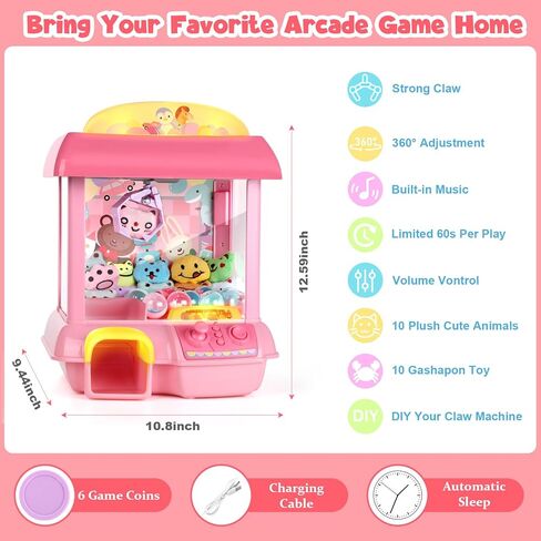 آلة مخلب سيريليم للأطفال، لعبة آلة مخلب بجهاز تحكم عن بعد 2.4 جيجا، لعبة آلة مخلب صغيرة لعبة داخلية مع نظام ذكي للموسيقى والإضاءة للحفلات، من أجل 3 4 5 6 فتيات in Kuwait