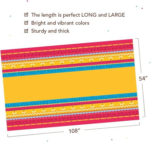 جويفل تويز مفرش طاولة من فيستا، غطاء طاولة بلاستيكي كبير جدا 108 انش × 54 انش لسينكو دي مايو تاكو ليلة عيد ميلاد مكسيكية حفلة تاكو الثلاثاء in Kuwait
