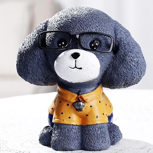 Jaugufiy Cute Puppy Peggy Bank Money Bank Coin Bank للأطفال، الراتنج الكلب عملة المال Piggy Bank الكلب تمثال زخرفة للأطفال هدية ديكور المنزل (رمادي) in Kuwait