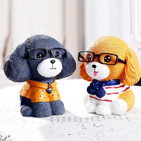 Jaugufiy Cute Puppy Peggy Bank Money Bank Coin Bank للأطفال، الراتنج الكلب عملة المال Piggy Bank الكلب تمثال زخرفة للأطفال هدية ديكور المنزل (رمادي) in Kuwait