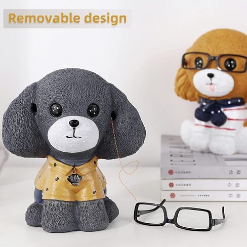 Jaugufiy Cute Puppy Peggy Bank Money Bank Coin Bank للأطفال، الراتنج الكلب عملة المال Piggy Bank الكلب تمثال زخرفة للأطفال هدية ديكور المنزل (رمادي) in Kuwait