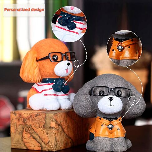 Jaugufiy Cute Puppy Peggy Bank Money Bank Coin Bank للأطفال، الراتنج الكلب عملة المال Piggy Bank الكلب تمثال زخرفة للأطفال هدية ديكور المنزل (رمادي) in Kuwait