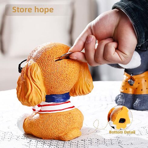 Jaugufiy Cute Puppy Peggy Bank Money Bank Coin Bank للأطفال، الراتنج الكلب عملة المال Piggy Bank الكلب تمثال زخرفة للأطفال هدية ديكور المنزل (رمادي) in Kuwait