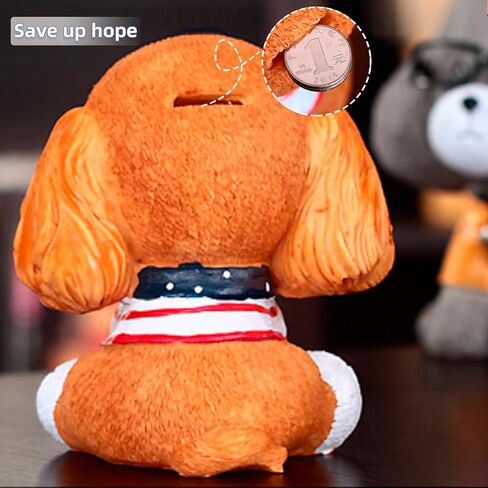 Jaugufiy Cute Puppy Peggy Bank Money Bank Coin Bank للأطفال، الراتنج الكلب عملة المال Piggy Bank الكلب تمثال زخرفة للأطفال هدية ديكور المنزل (رمادي) in Kuwait