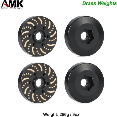 AMK 340g 1/10 RC Crawler Brass Weight 12mm Extended Wheel Hubs 12mm Hex Adapters 2.2 1.9 Beadlock Wheel Rims Universal for Axial SCX10 Capra TRX6 VS4-10 Gen8 Element Enduro TRX4 Upgrades(12mm) in Saudi Arabia