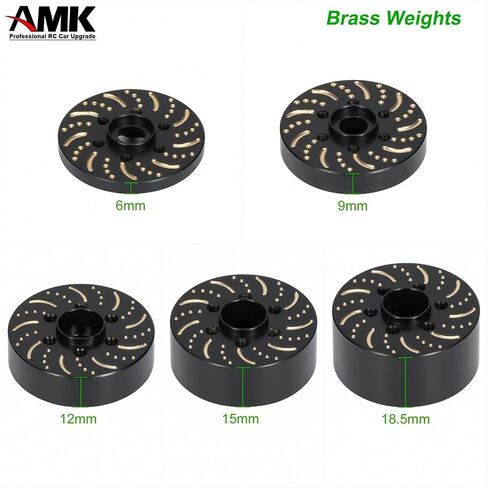 AMK 340g 1/10 RC Crawler Brass Weight 12mm Extended Wheel Hubs 12mm Hex Adapters 2.2 1.9 Beadlock Wheel Rims Universal for Axial SCX10 Capra TRX6 VS4-10 Gen8 Element Enduro TRX4 Upgrades(12mm) in Saudi Arabia