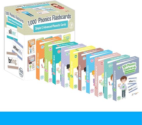 1000 بطاقة فلاش فونيكس من 10 قطع - سي في سي قصير، حروف علة طويلة، مزيج، ديجراف، نهاية الكلمات، حروف صامتة، مركب، بطاقات تعليمية صوتية - لمرحلة ما قبل المدرسة، مرحلة ما قبل المدرسة، مرحلة ما قبل in Kuwait