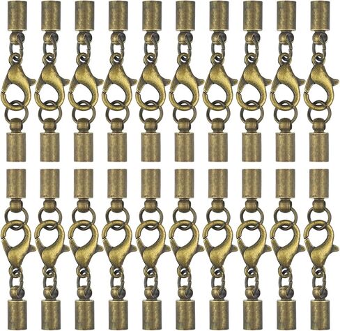 20 Pack Lobster Claw Clasp End Caps Tips Clasp Connector End Tip with Loop Ring for DIY Tassel Bracelet Necklace Jewelry Making (Bronze) in Kuwait