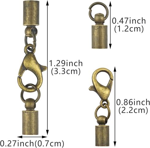 20 Pack Lobster Claw Clasp End Caps Tips Clasp Connector End Tip with Loop Ring for DIY Tassel Bracelet Necklace Jewelry Making (Bronze) in Kuwait
