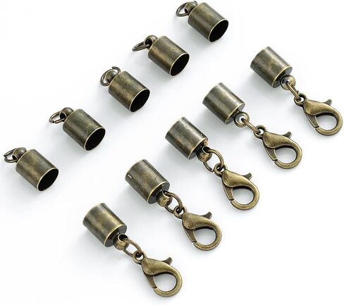 20 Pack Lobster Claw Clasp End Caps Tips Clasp Connector End Tip with Loop Ring for DIY Tassel Bracelet Necklace Jewelry Making (Bronze) in Kuwait