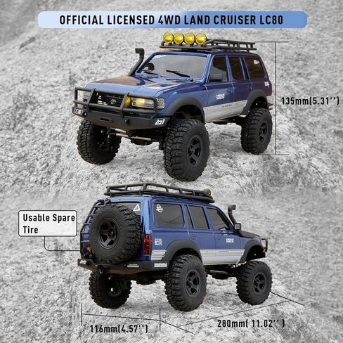BEEZRC FMS RC Crawler 1/18 FCX18 Land Cruiser LC80 RTR Toyota Licensed 4WD RC Rock Truck 2.4Ghz 900mAh Hobby Grade RC Car Model Mini Remote Control Car Off Road Vehicle FMS11831RTRYL (Yellow) in Kuwait