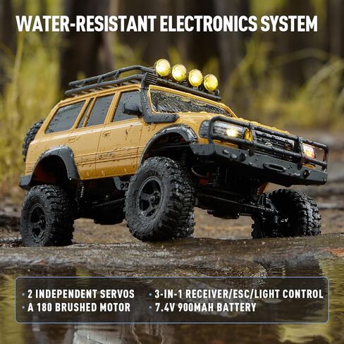 BEEZRC FMS RC Crawler 1/18 FCX18 Land Cruiser LC80 RTR Toyota Licensed 4WD RC Rock Truck 2.4Ghz 900mAh Hobby Grade RC Car Model Mini Remote Control Car Off Road Vehicle FMS11831RTRYL (Yellow) in Kuwait