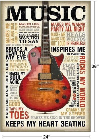 Music Inspires Me Guitar Quotes Poster Motivational Inspirational Musical Phrases Lyrics Sayings Cool Wall Art Print Poster 12x18 in Kuwait
