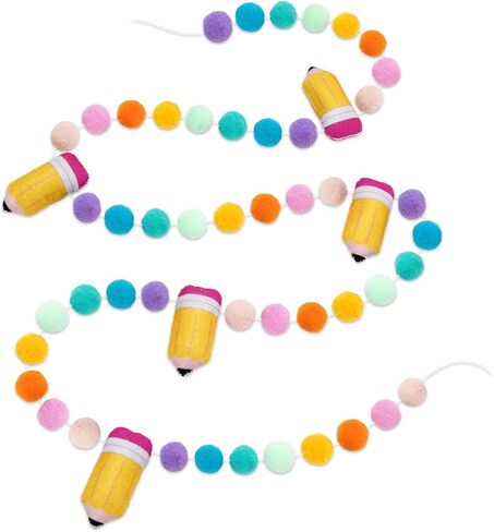 AnyDesign 8.2Ft Back to School Felt Ball Banner Colorful 3D Pencil Pom Pom Garland Welcome Back to School Pre-Assembled Bunting Banner for First Day of School Classroom Decorations in Saudi Arabia