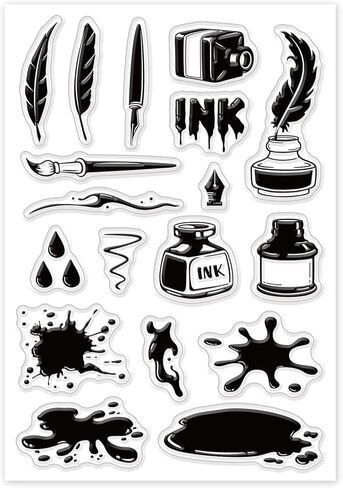 زجاجة حبر وقلم طوابع شفافة من جلوبلاند لبقع حبر القصاصات بنفسك، أختام ختم شفافة من السيليكون لصنع البطاقات، ألبوم الصور، ديكور المنزل in Kuwait