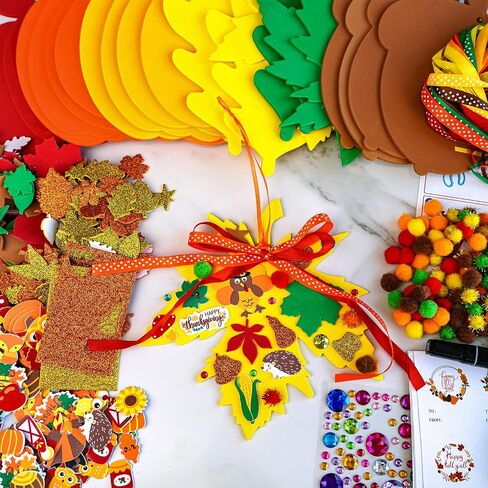 Winlyn 24 مجموعات الخريف اليقطين الحلي الزينة DIY الخريف الحرفية مجموعات رغوة اليقطين التفاح البلوط أوراق الخريف ملصقات للأطفال حزب تفضل الشكر عيد الهالوين الفصول الدراسية المنزل نشاط شجرة ديكور الباب in Saudi Arabia