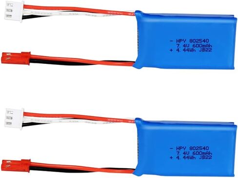 HPY 7.4V 2S LiPo Battery 20C 600mAh JST 2Pin Connector Recharge Lithium Polymer for RC A560 Airplane/RC4GS V3/RC6GS V3/AT10II/AT9S Pro/T8FB RC Radio Controller in Saudi Arabia