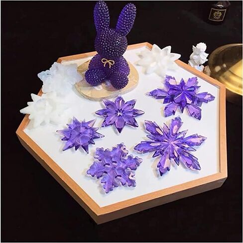 5 قطع قوالب راتنج عيد الميلاد - قالب راتنج ندفة الثلج كبير ثلاثي الأبعاد لتزيين عيد الميلاد بنفسك، سلسلة مفاتيح، قوالب زينة عيد الميلاد للراتنج أو صب الإيبوكسي in Kuwait