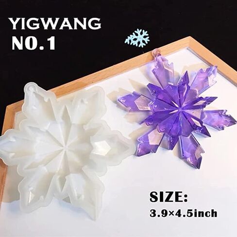 5 قطع قوالب راتنج عيد الميلاد - قالب راتنج ندفة الثلج كبير ثلاثي الأبعاد لتزيين عيد الميلاد بنفسك، سلسلة مفاتيح، قوالب زينة عيد الميلاد للراتنج أو صب الإيبوكسي in Kuwait