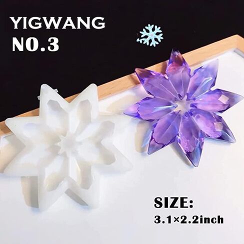 5 قطع قوالب راتنج عيد الميلاد - قالب راتنج ندفة الثلج كبير ثلاثي الأبعاد لتزيين عيد الميلاد بنفسك، سلسلة مفاتيح، قوالب زينة عيد الميلاد للراتنج أو صب الإيبوكسي in Kuwait