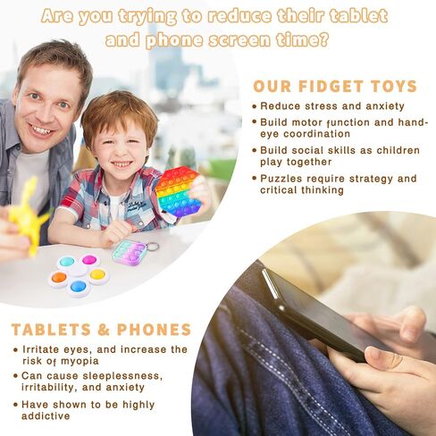 Sensory Fidget Toy Set for Kids Adults 30 Pack, Autism Special Needs Stress Reliever Silicone Stress Reliever Toy, Gift Educational School Game Crafts for Children Teen in Saudi Arabia